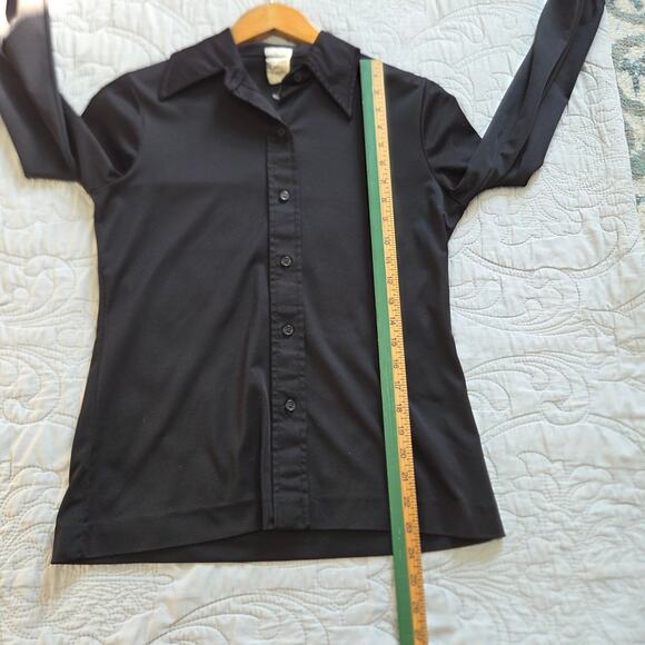 Vintage Aileen Woman's Black Button Up Dressy Shirt Size 10 - Picture 3 of 6